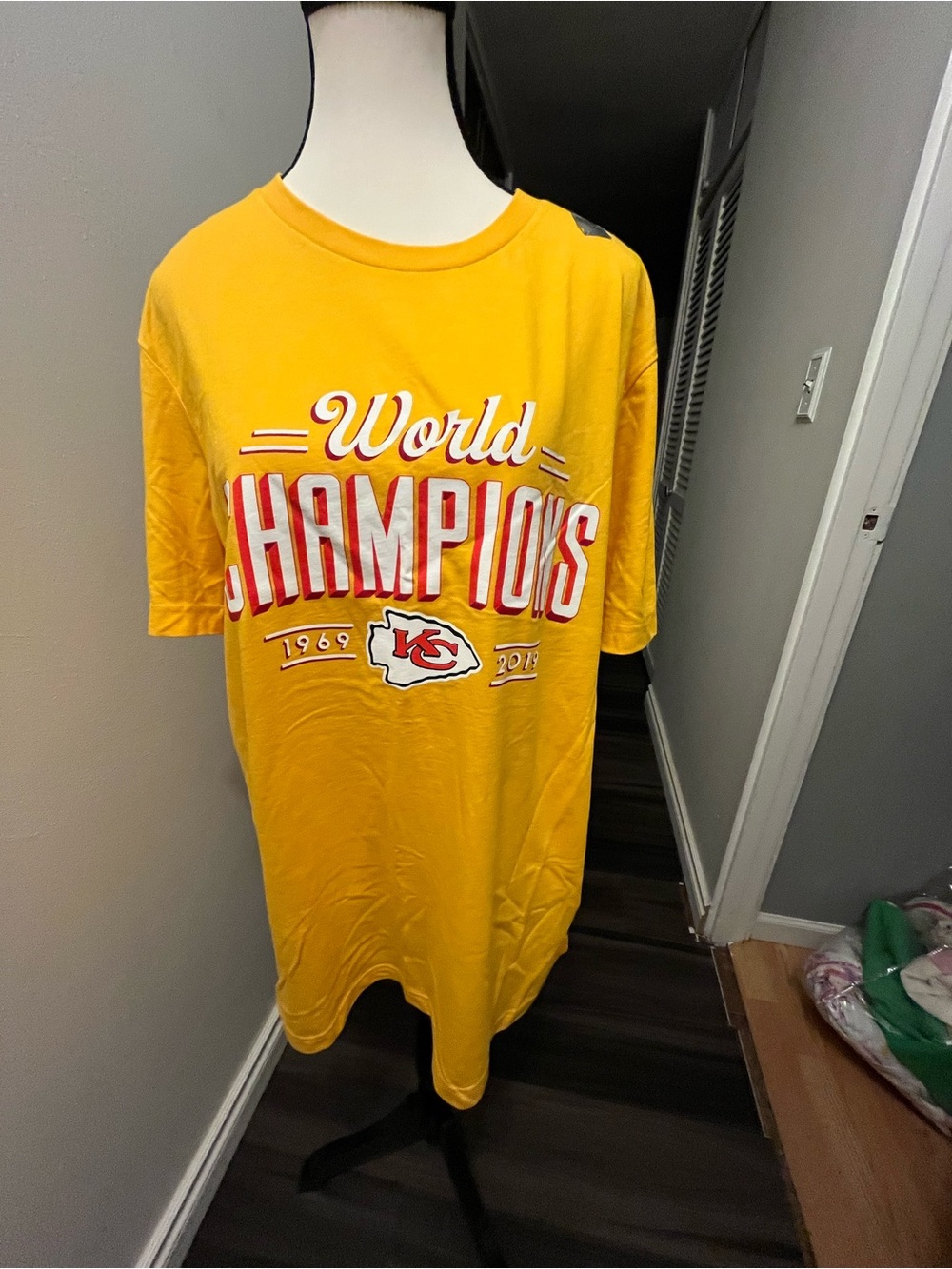 Bella Canvas Yellow Kansas City Chiefs "World Champions" Short Sleeve Tee